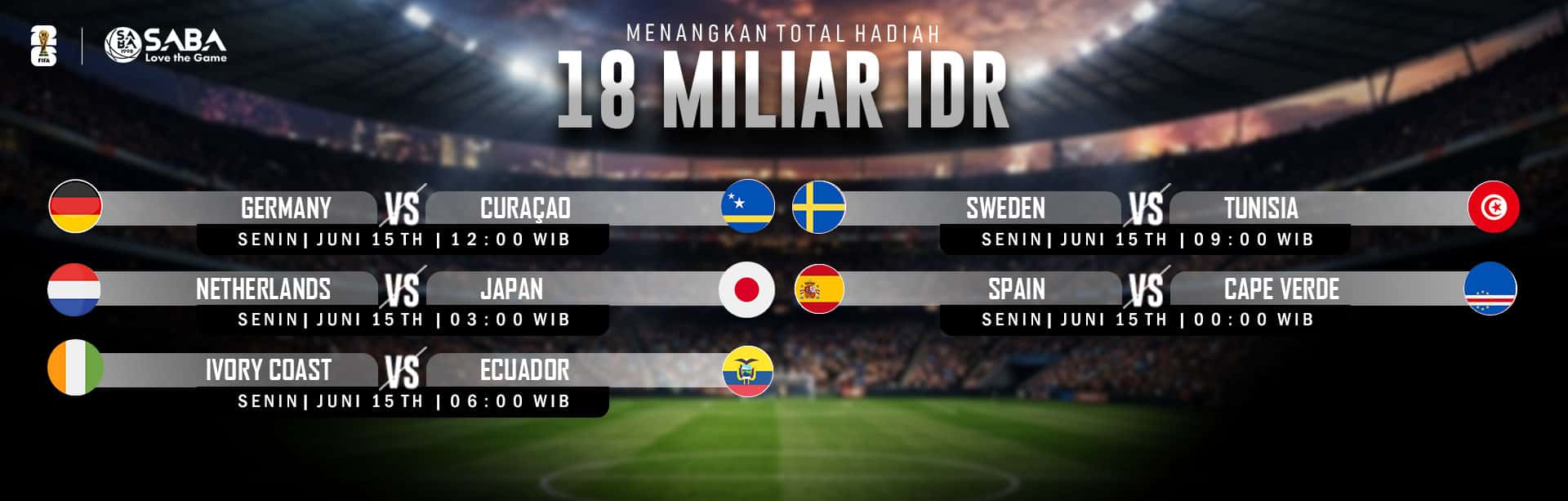 SABA World Cup Promo Match Schedule